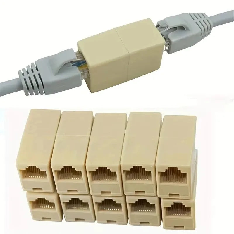 50PCS Network 8P8C Dual Connector 2-Wire 8-Core Cat5 Ethernet RJ45 Female to Female Straight Through Adapter Qme