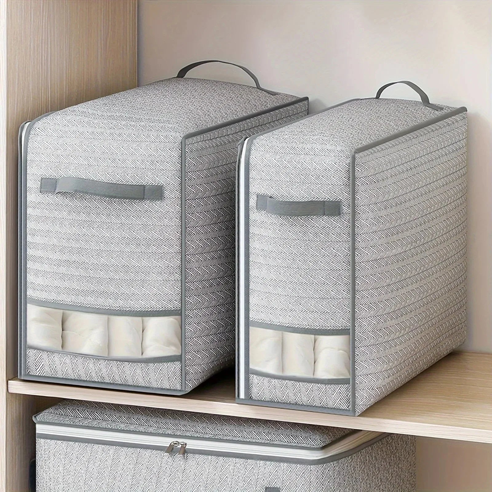 Household Anti-Humidity Cotton Quilt Large Capacity Dustproof Bag Foldable Moving Storage Bag Storage Bag with Visible Window Qme