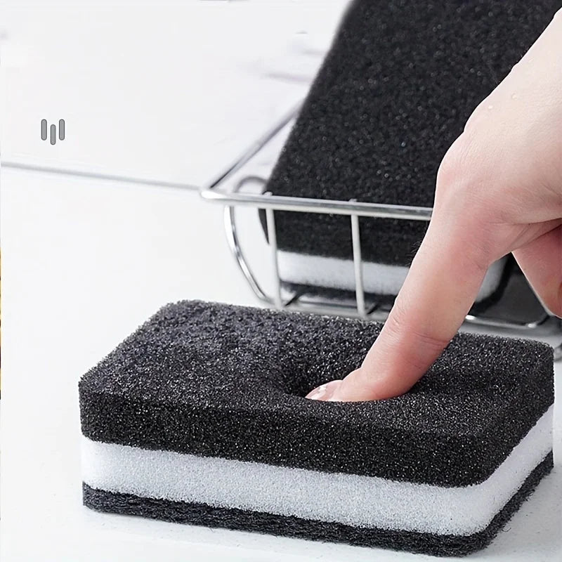 20pcs Dishwashing Sponge Wipe Black Clip White Double-sided Thickened Sponge Block Kitchen Cleaning Dishwashing Cloth Rag Brush Qme