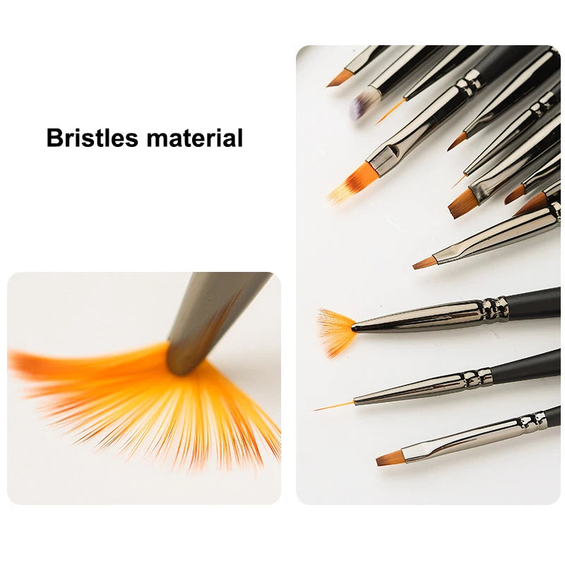Wooden Handle Nail Drawing Brushes Manicure Lines Painting Gradient Qme
