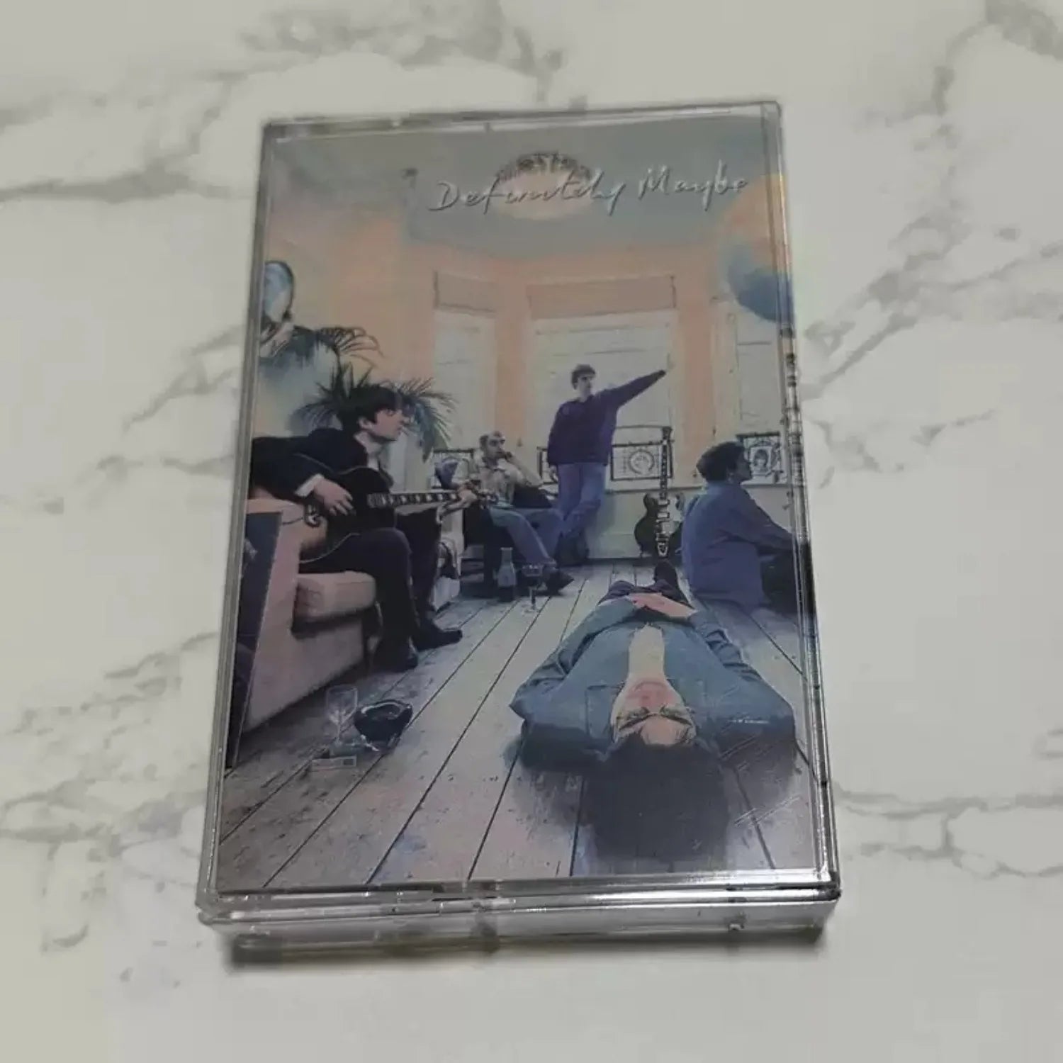 Retro British Rock Music Cassette Tape, Indoor Group Scene Themed Cover, Classic Britpop Track Collection Qme Rock Music