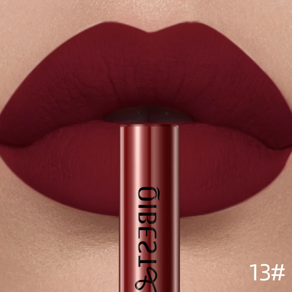 QIBEST Liquid Lipstick Waterproof Velvet Nude Matte Sexy Red Lip Gloss Long Lasting Nonstick Lip Stain Makeup 24 Colors Hots Qme 13