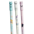 Student Teacher Cute Cat Tail Erasable Gel Pen Blue Magic Refill Qme 6Pcs