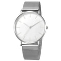 Luxury Fashion Minimalist Mens Ultra Thin Watches Simple Men Business Stainless Steel Mesh Belt Quartz Watch Casual Man Watch Qme Silver White