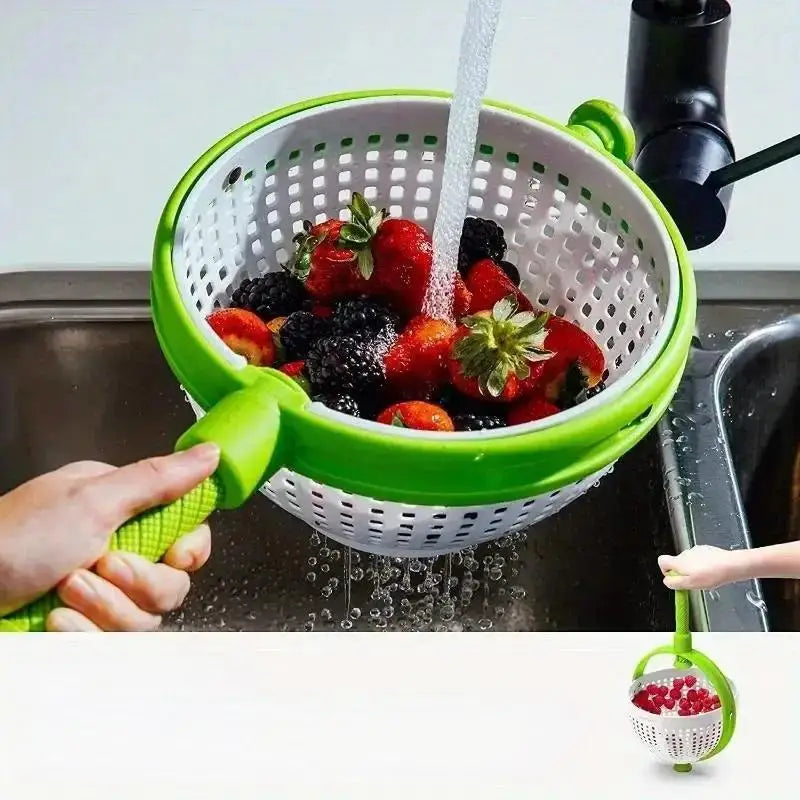 Rotating Drainage Basket Vegetable And Fruit Cleaning Basket Dehydration And Water Throwing Household Rotating Drainage Basket Qme