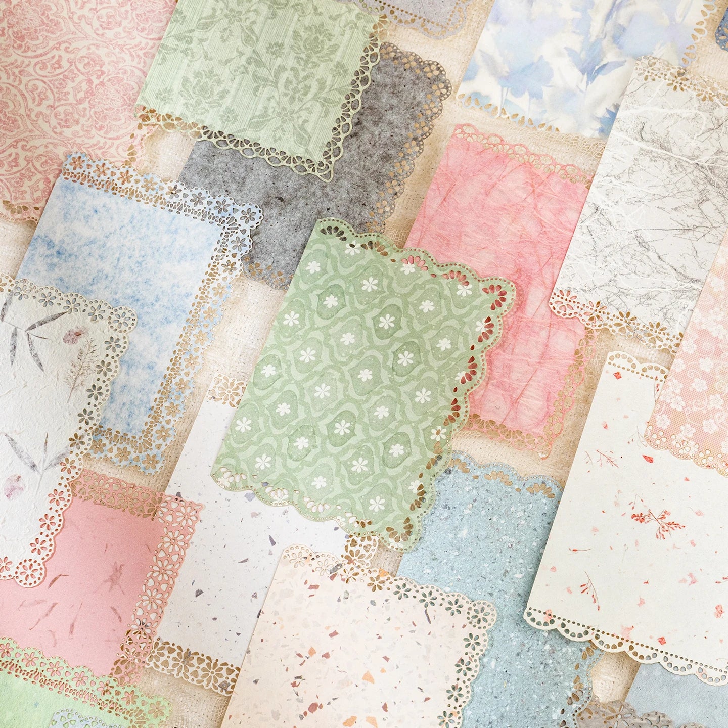 20 sheets Ins Lace Memo Material Book Decorative Paper Creative Collage Junk Journal DIY Scrapbooking Aesthetic Craft Paper Qme