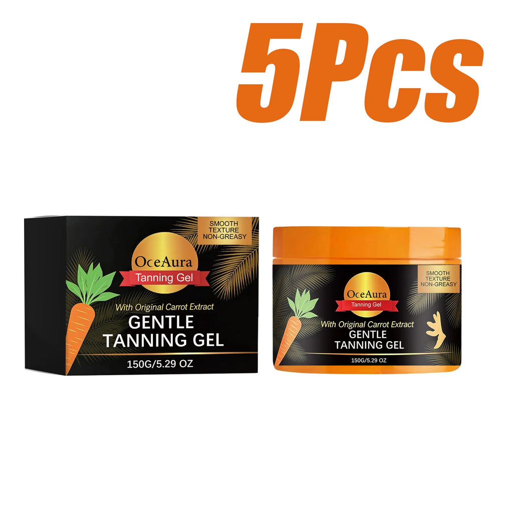 Carroten Gentle Tanning Gel Natural-Looking Sunless Tanner for Body Streak-Free Gradual Tan Hydrating Body Bronzer Non-Greasy Qme 5 x 150g Boxed