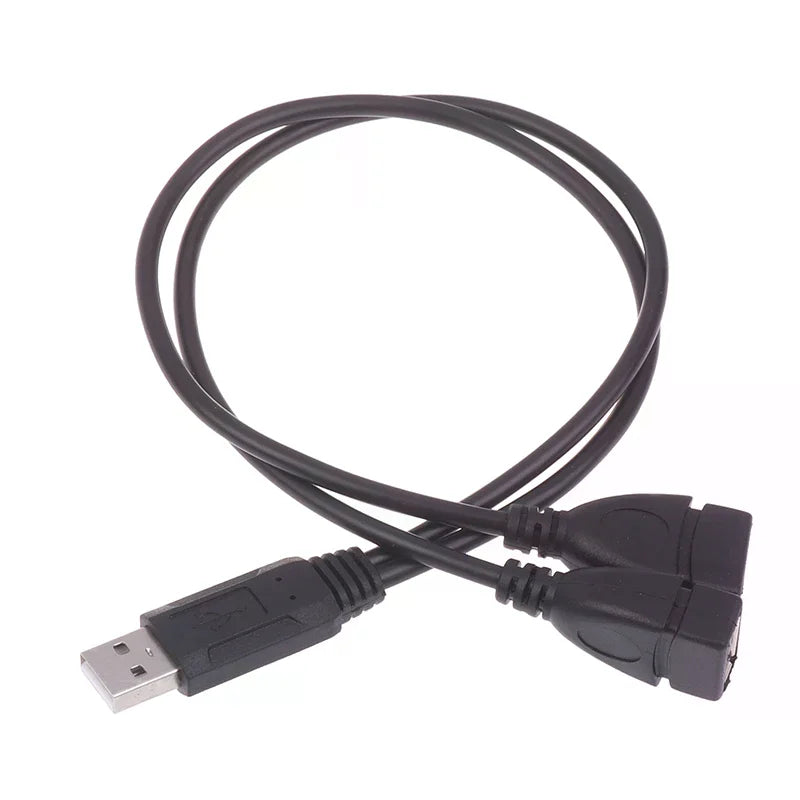 USB Cable Splitter Phone Charger Power Adapter Cord 2 Ports 1 Male Qme