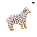 Elegant Sheep Goat Shaped Brooch Rhinestone Pearls Lapel Pin Animal Brooch Perfect For Daily Wear Party Dresses Qme A4