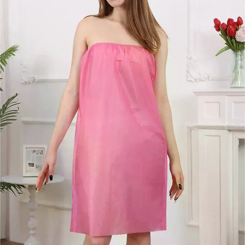 Extra Long & Thick Disposable Bathrobe - Strapless Bra Design for Women, Perfect for Massage, Sauna & Hotel Stays Qme