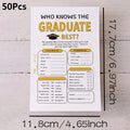 5-50Pcs Yellow Graduate Game Card Graduation Season Creative Gift Tabletop Game for Students Grad Celebration Supplies Qme White-50Pcs