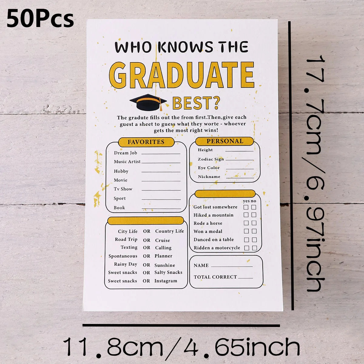 5-50Pcs Yellow Graduate Game Card Graduation Season Creative Gift Tabletop Game for Students Grad Celebration Supplies Qme White-50Pcs