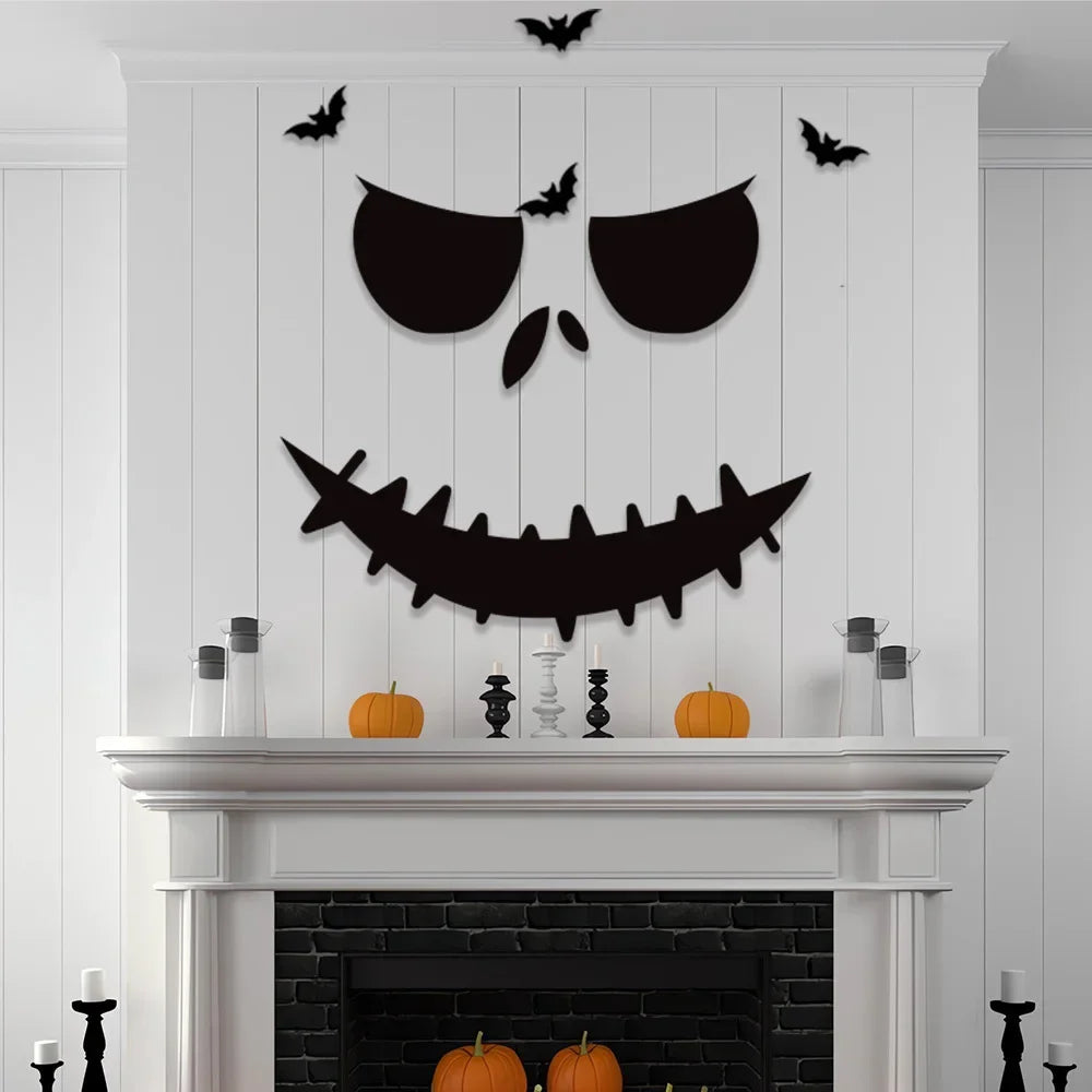 Halloween Decoration Skeleton Hand Pumpkin Door Sticker Ghost Festival Party Decor Scar Mouth Wall Sticker Happy Halloween Qme