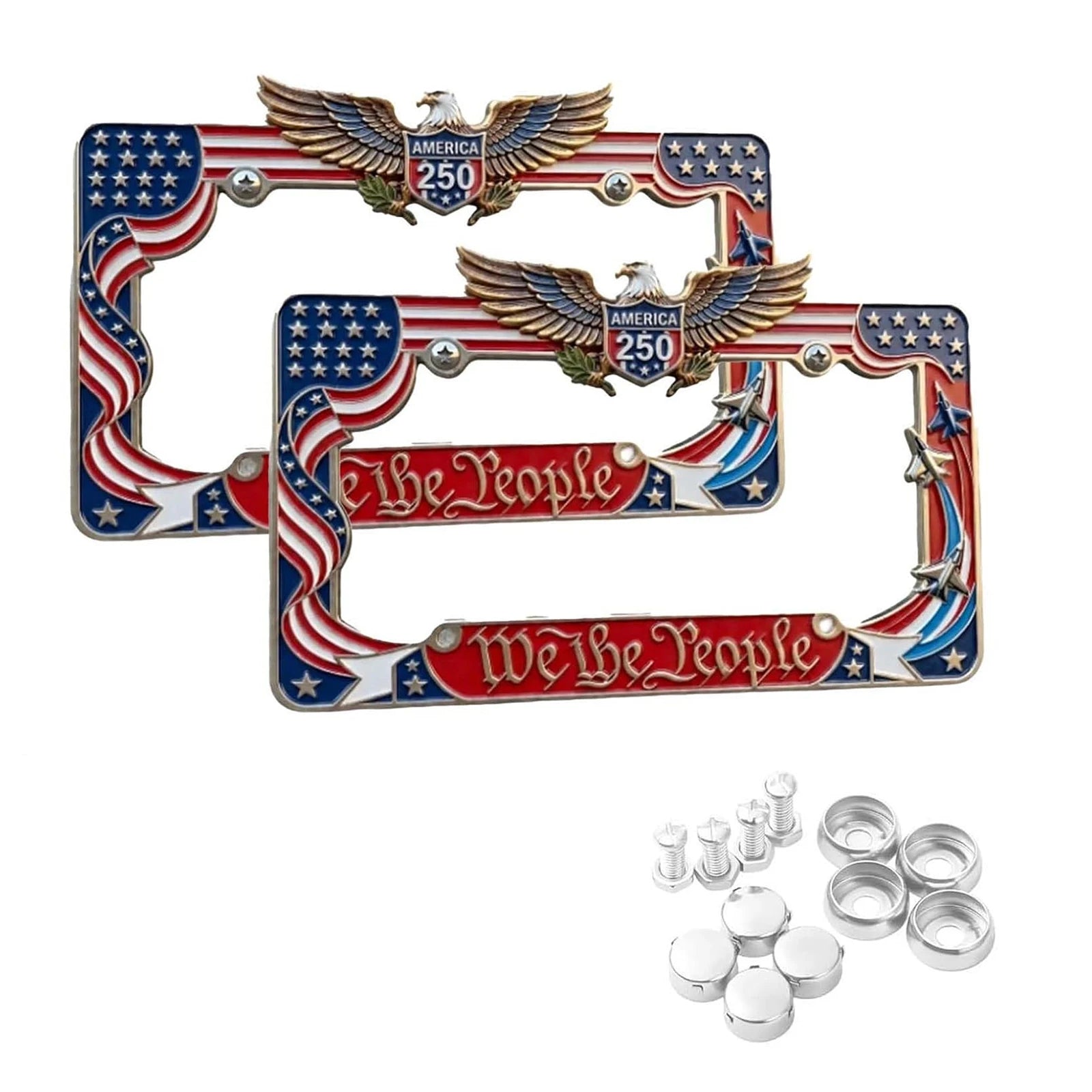 1/2pcs American Specifications License Plate Holder Selected American Flags With Screws Car Decoration Aluminum Alloy Car Qme 2PCS