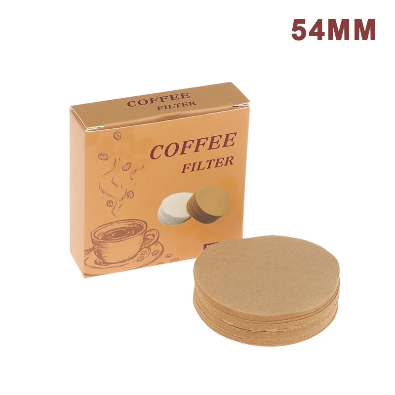 100Pcs Coffee Filter Paper Espresso Paper Filters 54/56/60/62/64/68MM Puck Screen For Machine Tools Qme Khaki 54mm