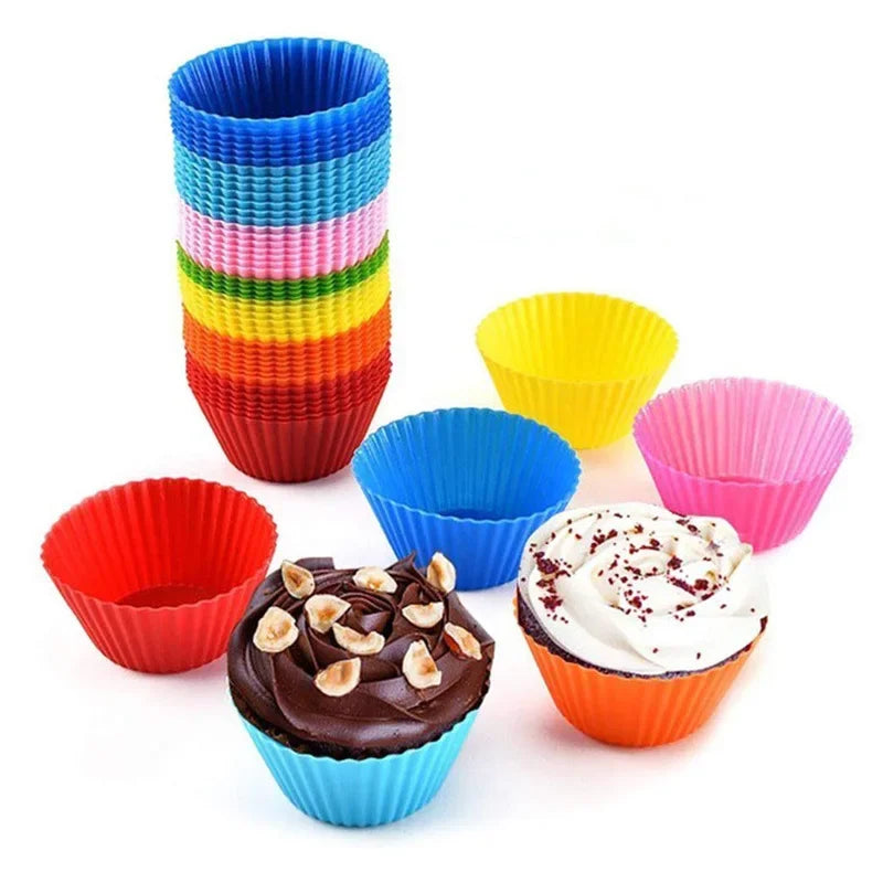 Silicone Cake Mold Round Heart Shape Muffin Cupcake Baking Molds Home Kitchen Bakeware Baking Cups BPA Free Kitchen Gadgets ﻿ Qme