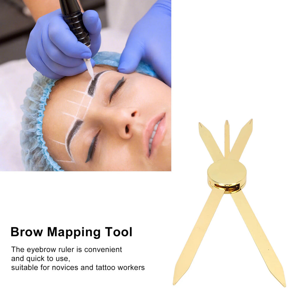 Eyebrow Ruler Adjustable Gold Light Weight Stainless Steel Material Design Brow Mapping Tool for Home for Beauty Salon Qme