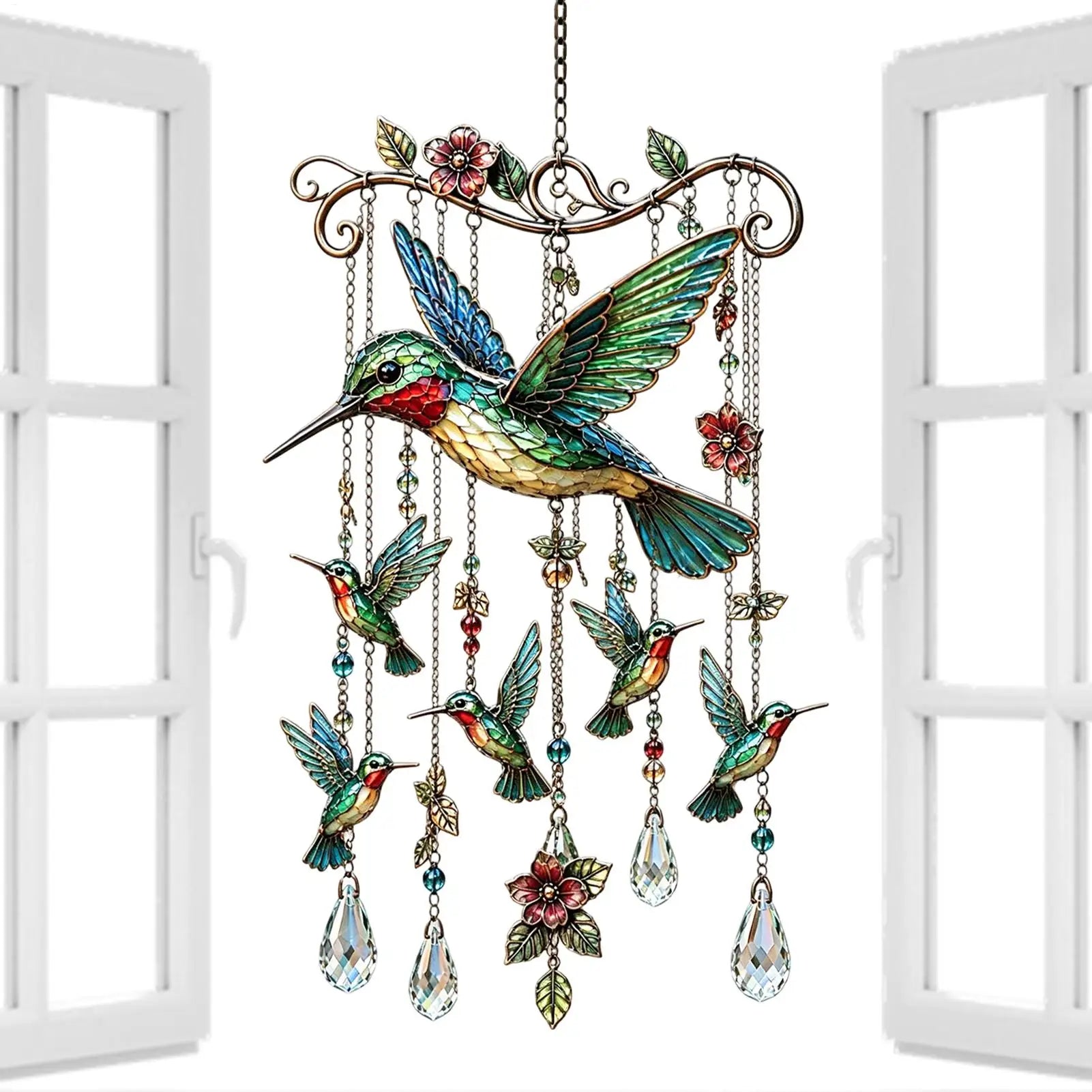 Bird Wind Chimes Garden Decoration Crystal Pendants Homeowners Nature Qme