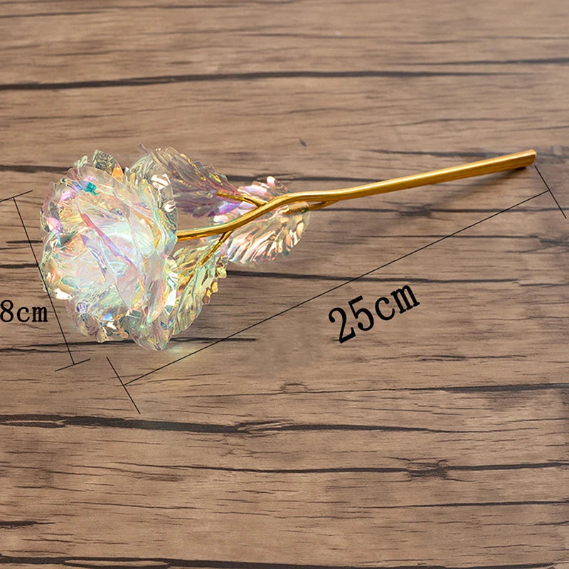 24k Gilded Rose Gold Crystal Artificial Flower Christmas Wedding Qme