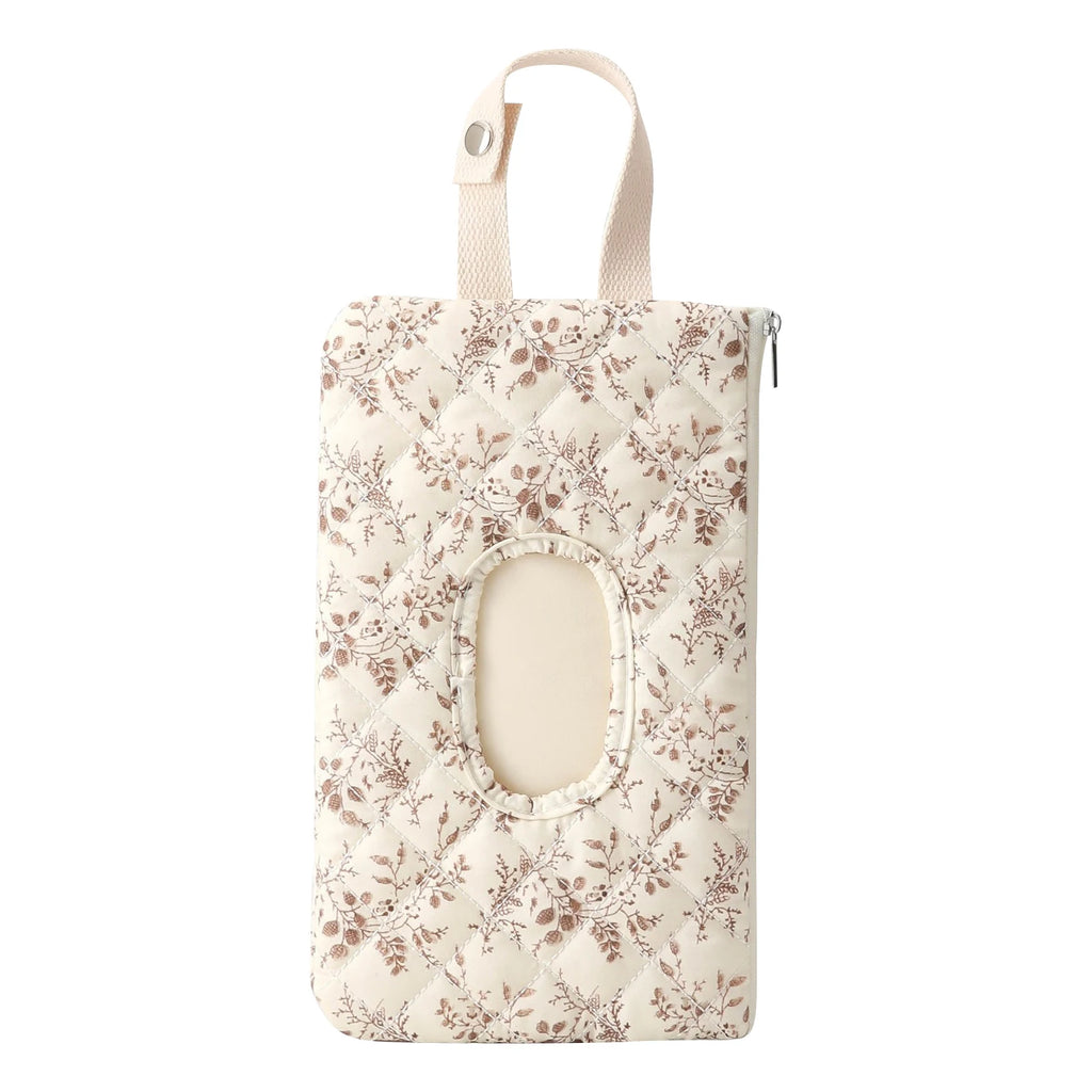 Pull-out Wipe Holder Floral Diaper Pouch Portable Quilted Wipes Tissue Hanging Bag for Car Stroller Multipropose Storage Bag Qme B