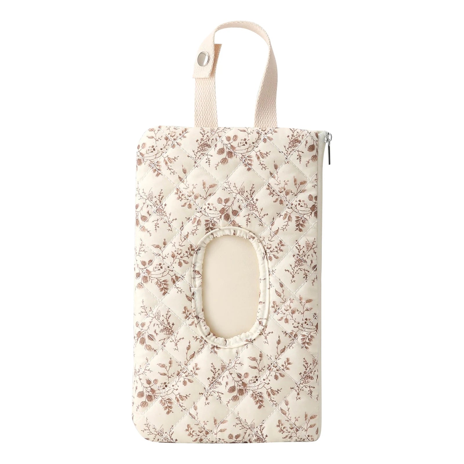 Pull-out Wipe Holder Floral Diaper Pouch Portable Quilted Wipes Tissue Hanging Bag for Car Stroller Multipropose Storage Bag Qme B