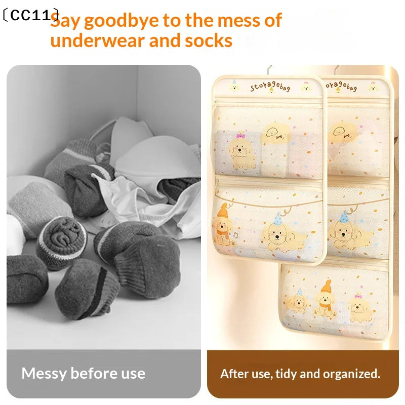 Breathable Mesh Wall Hanging Bag Underwear Socks Household Closet Qme