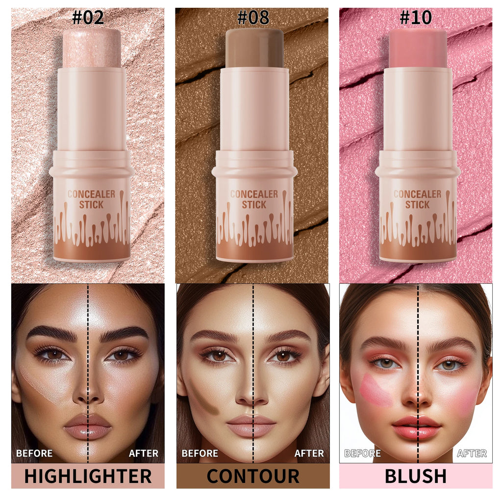 Contour Stick Set Natural Matte Finish Highlighters Shadow Waterproof Contouring Wand V-face Shaping Contour Pen Face Makeup Qme