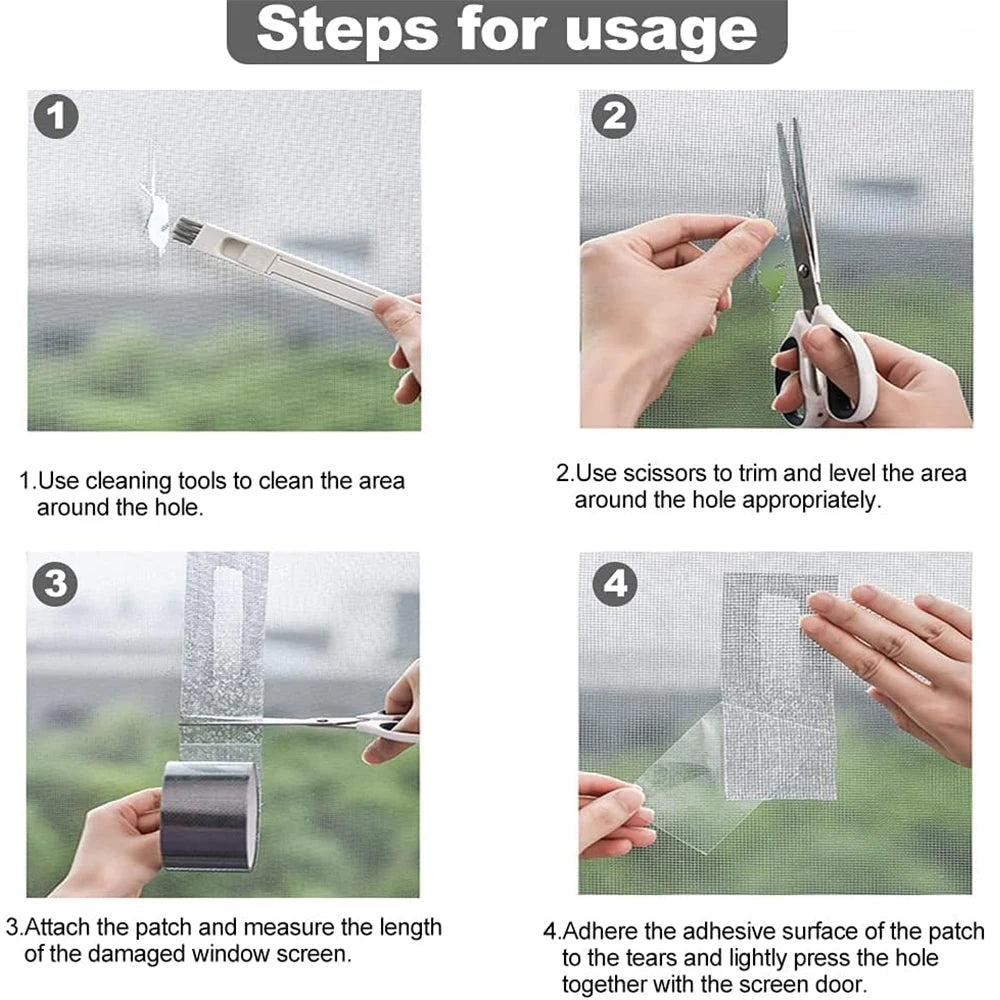 2M Door Window Screen Repair Tape 5cm Width Super Strong Adhesive Waterproof Fiberglass Instantly Covering Mesh Hole Tears Tape Qme