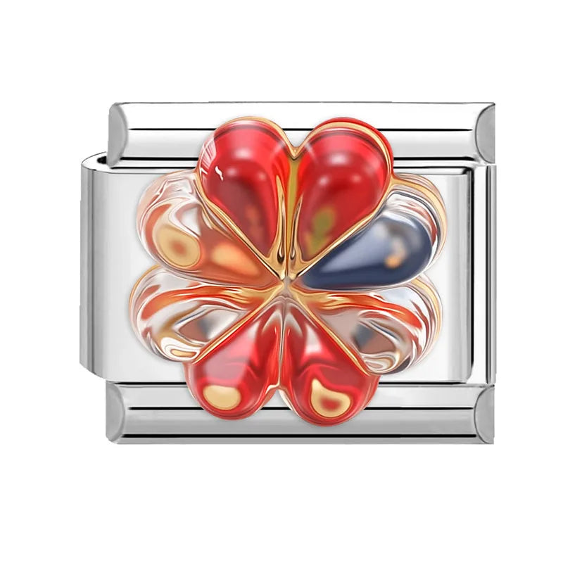 Fashion Colorful Y2K Heart Blue Purple Butterfly Italian Link Fit 9mm Stainless Steel Jewelry Making Charms Bracelets DIY Gifts Qme Style 30
