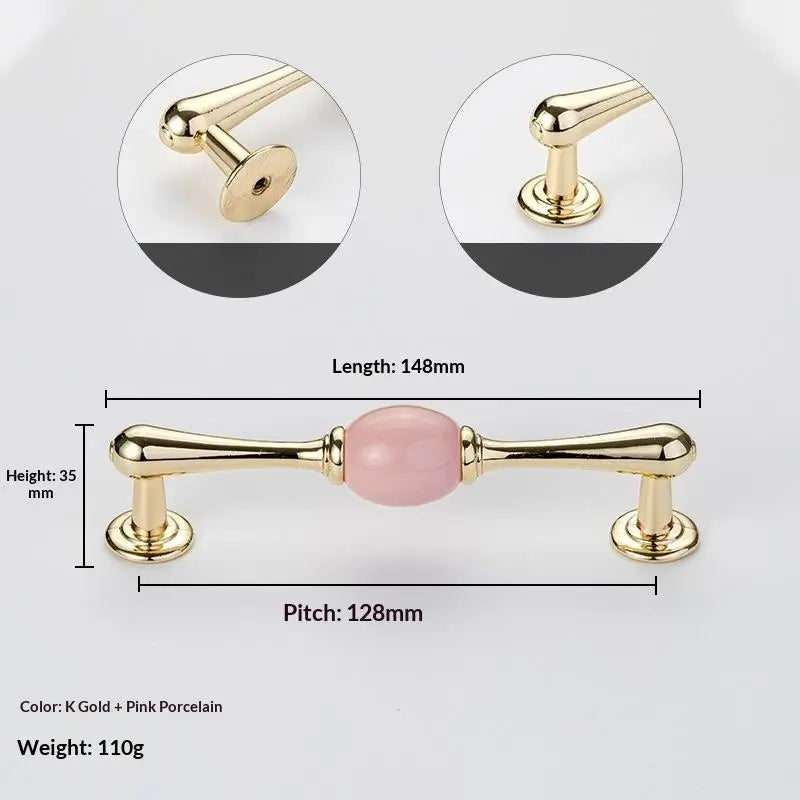 Modern Colored Ceramic Furniture Handle Golden Wardrobe Cabinet