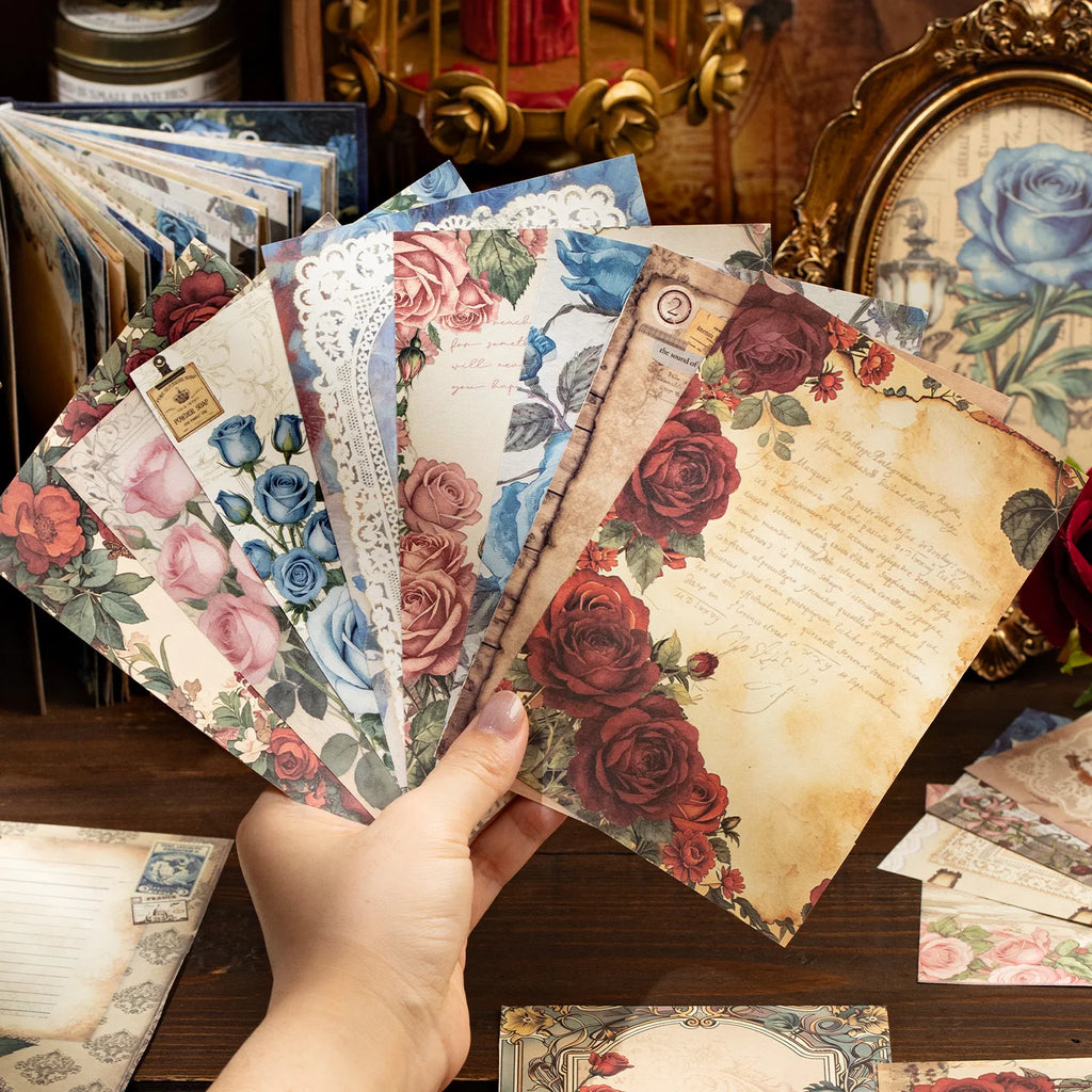 TIANZI 192Pcs Vintage Diary Album Background Paper DIY Scrapbooking Junk Journal Stationery Supplies Colored Decoration Material Qme