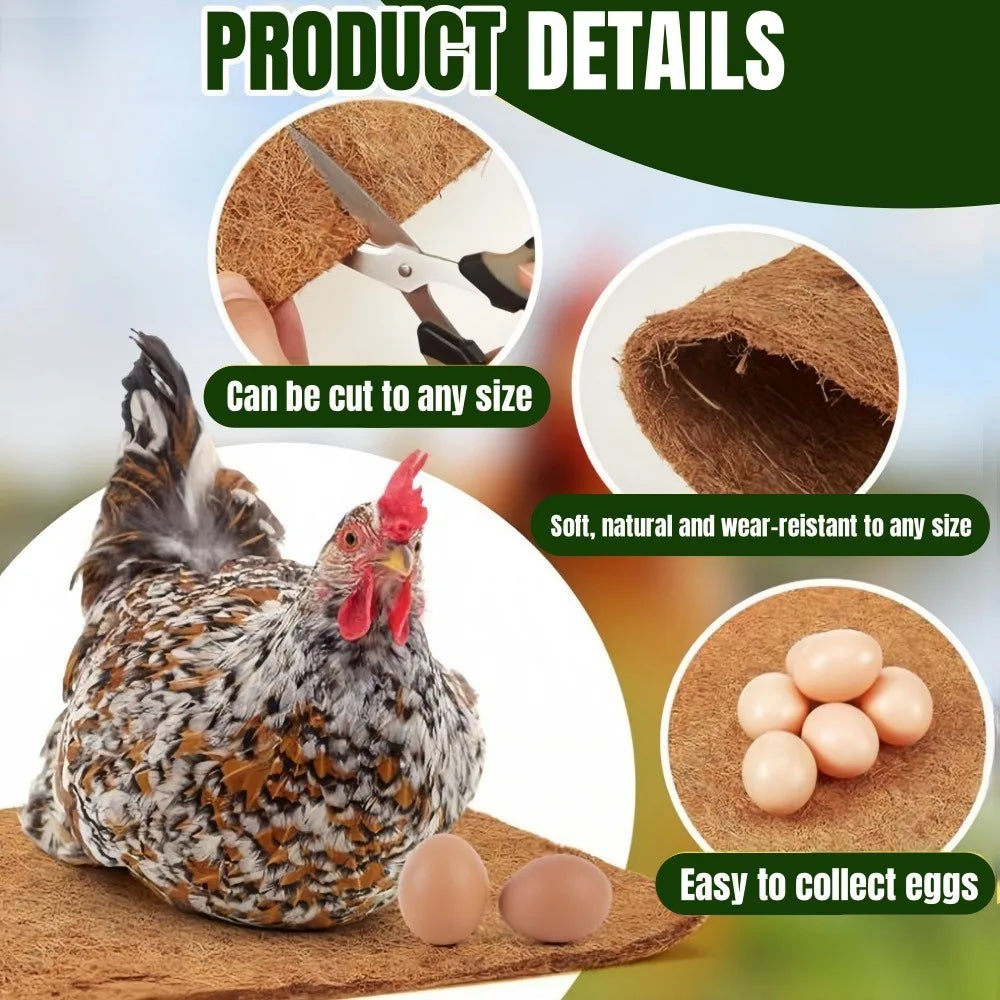Chicken Nesting Pads Natural Eco-Friendly Coconut Coir & Palm Hens Bedding Mats Reusable Chicken Nesting Mats for Egg Laying Qme