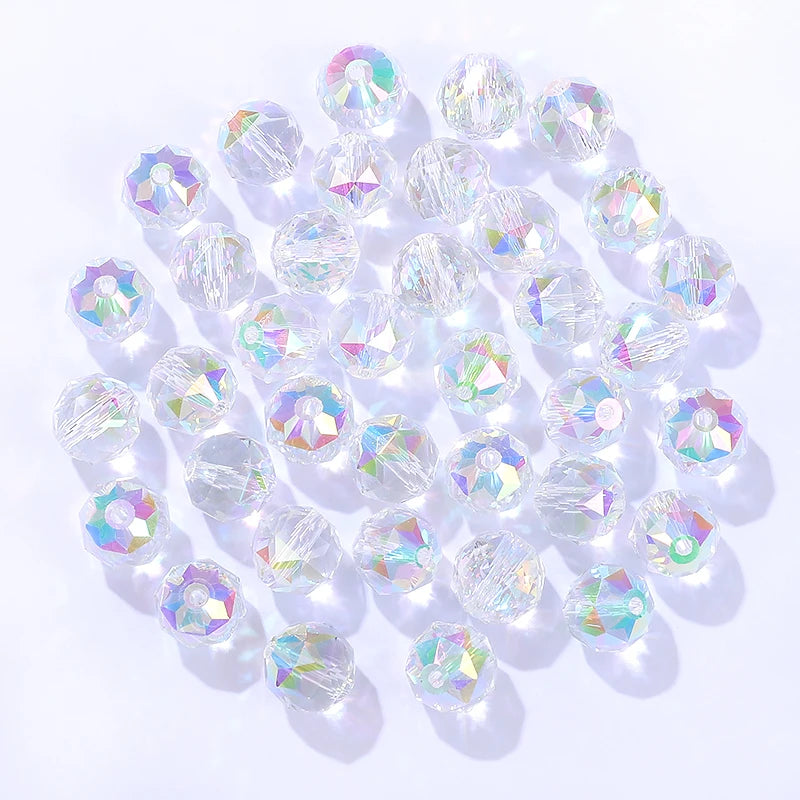 8mm/10mm Transparent Austria Crystal Glass Beads Roundle Spacer Loose Bead for DIY Bracelet Necklace Jewelry Making Accessories Qme 6 8mm-50pcs