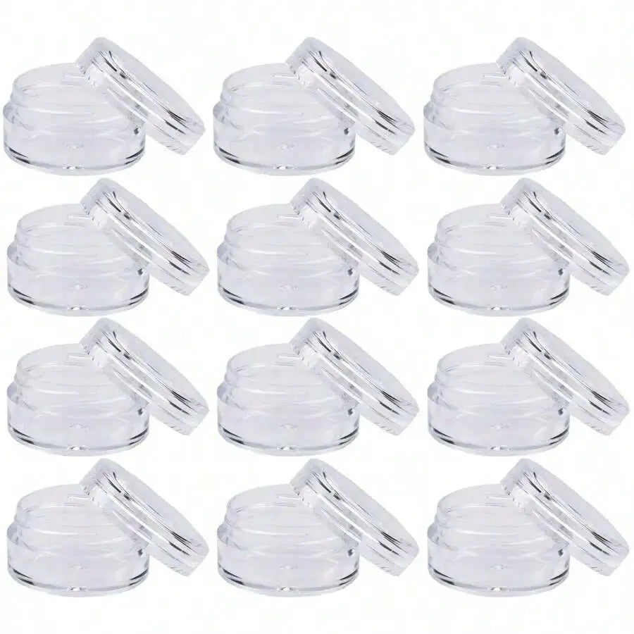 12 Travel Cosmetic Jar Pots Creams Make-up Sample Containers Lids Qme 24pcs