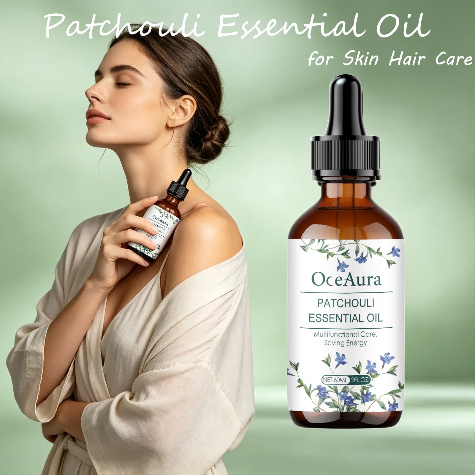 OceAura Patchouli Essential Oil for Skin Hair Care Deep Moisturizing Dryness Relieving Elasticity Boosting Gentle Body Care Oil Qme