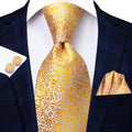 Designer Gold Solid Wedding Tie Men Handky Cufflink Striped Plaid Qme SN-3164