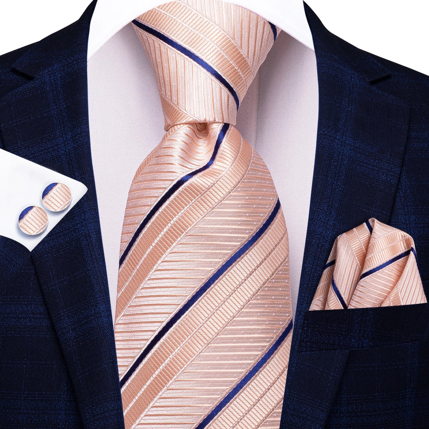 Hi-tie Floral Pink Purple Blue Men Elegant Necktie Handkerchief Qme N-3424