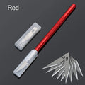 Dough Carving Knife Non-Slip Handle With 10Pcs Blade Scalpel Engraving Cutter Sculpture Carving Knife Pastry Baking Cake Tools Qme Red With 10 Blade