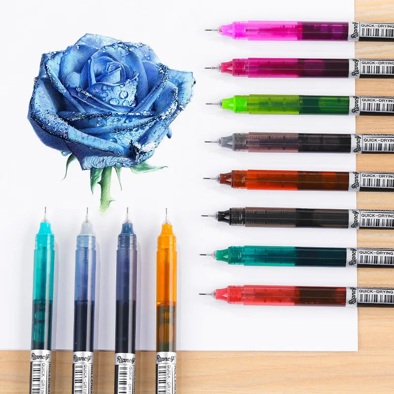 12 Colors High Quality Needle Type Gel Pens, Auto Liquid Ink, 0.5mm Tip, Quick Dryin, Smooth Writing, for Artist DIY Crafts Qme