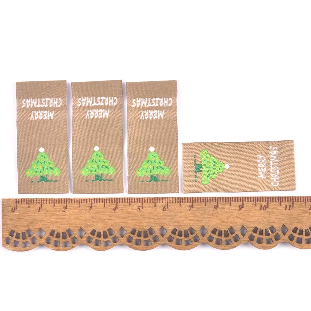 50Pcs Santa Claus/Snowman/Chritmas Tree Labels For Sewing Accessories Kid Garment DIY Crafts Handmade Clothes Supplies Xmas Tags Qme