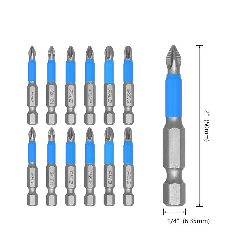 Bits Alloy Steel Impact Anti Non-slip Magnetic Cross Tip PH1 PH2 PH3 Qme