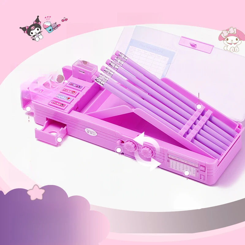 Melody Combination Lock Pencil Case Kuroomi Large-Capacity Multifunctional Student Pencil Case Qme