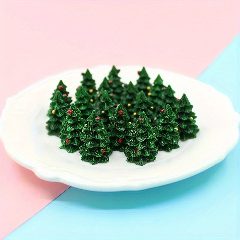 10 pieces of home decoration, holiday resin accessories, 3D Christmas tree DIY decoration Qme