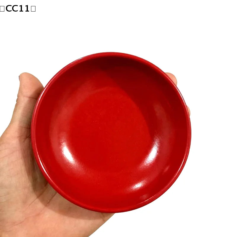 Red Black Round Sauce Dishes Food Dipping Bowls Melamine Seasoning Qme