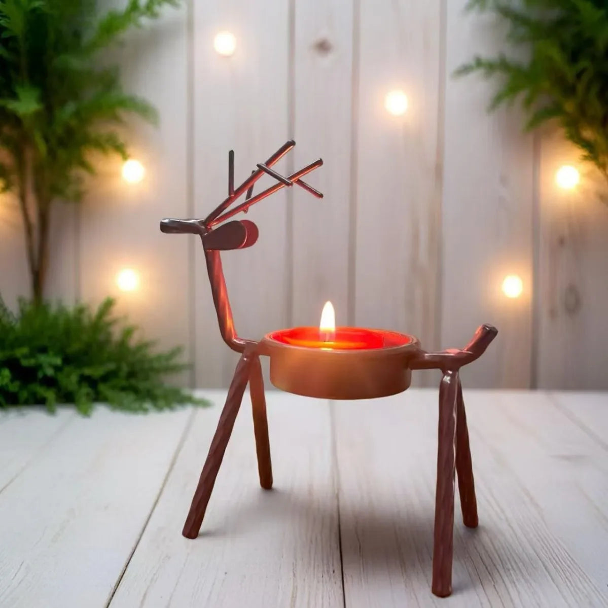 Retro Stag Tea Light Cups Metal Candle Stands Xmas Home Decor Dining Qme