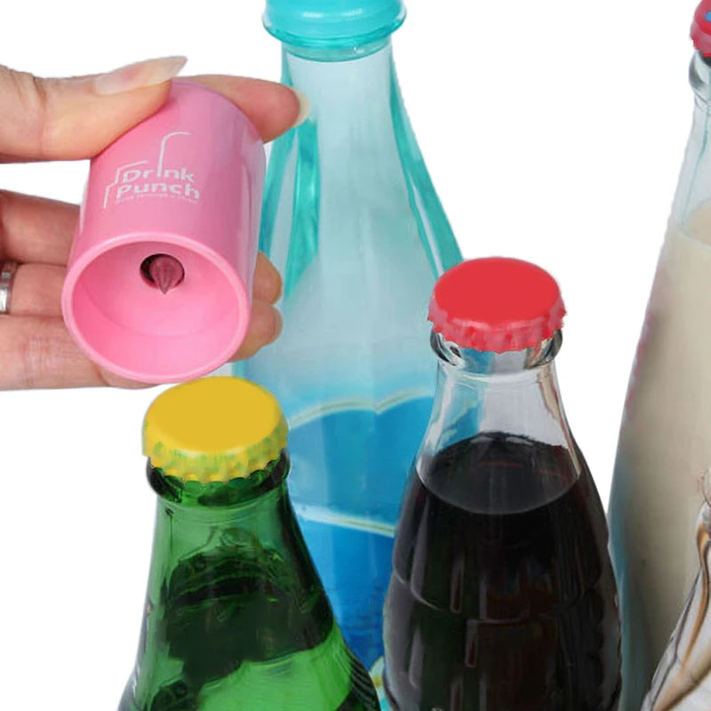 Mini Water Drill Bottle Opener Tools Drink Punch Cover Hole Straw Qme