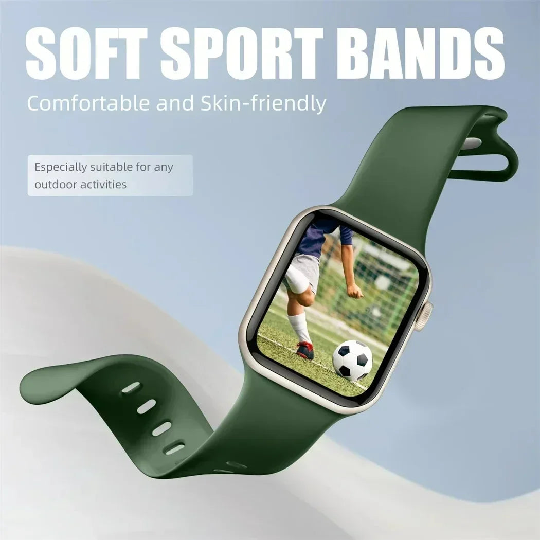 Silicone Band for Apple Watch 10 9 8 7 6 5 4 3 SE Strap for IWatch Ultra 2 49mm 45mm 41mm 40mm 44mm 38mm 42mm 46mm Qme