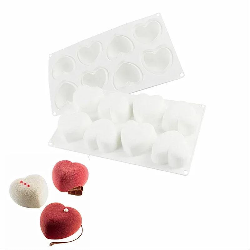 8Grid Cavity Love Heart Shape Cake Mold Mousse Ice Cream Chocolate Dessert Jelly Pastry Silicone Mold Decoration Tools Qme