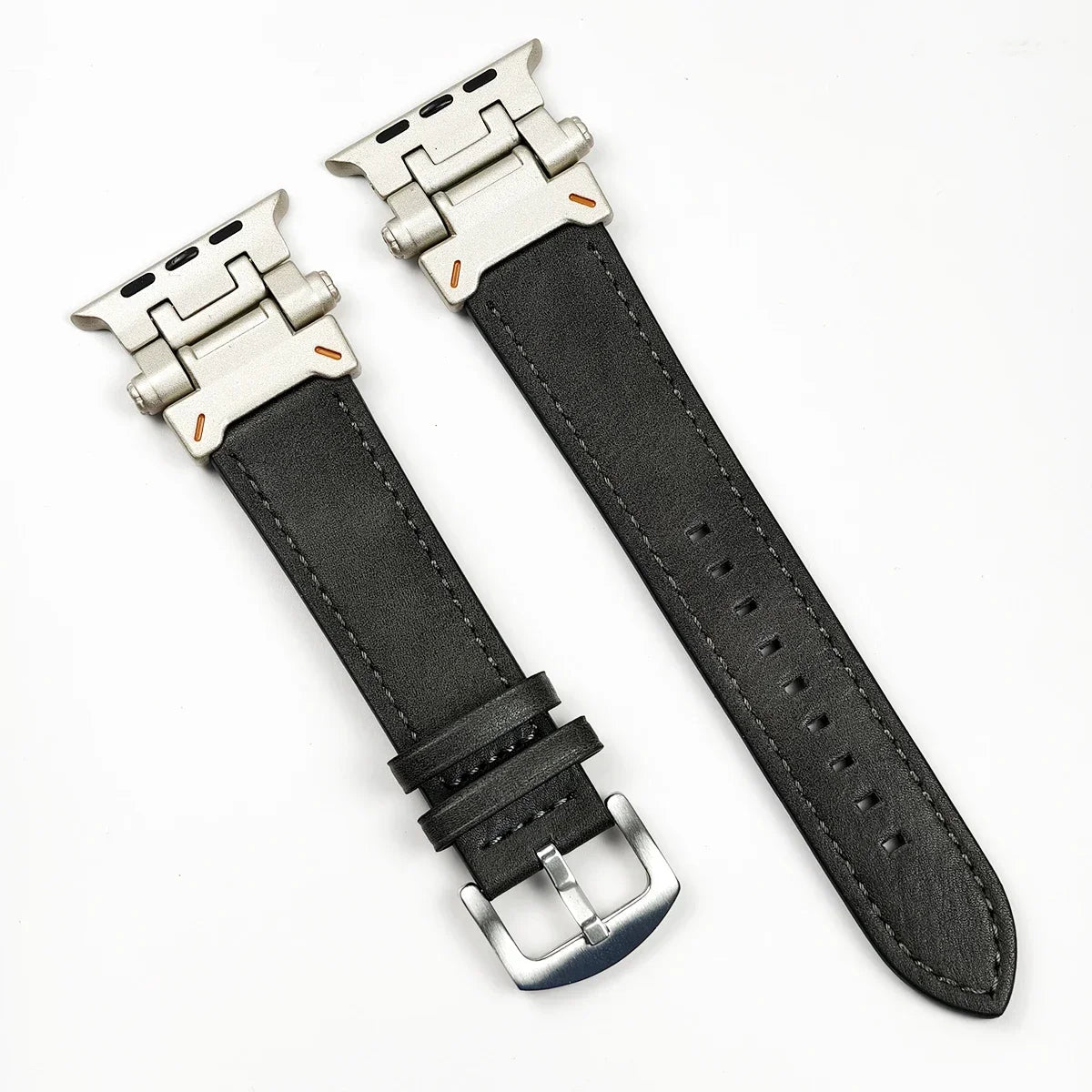 Leather Band for Apple Watch Ultra 2 49mm Men Watchband Strap Correa Bracelet for IWatch series 9 7 8 6 5 4 Se 3 45mm 44mm 42mm Qme Silver-Gray 42mm 44mm 45mm 49mm