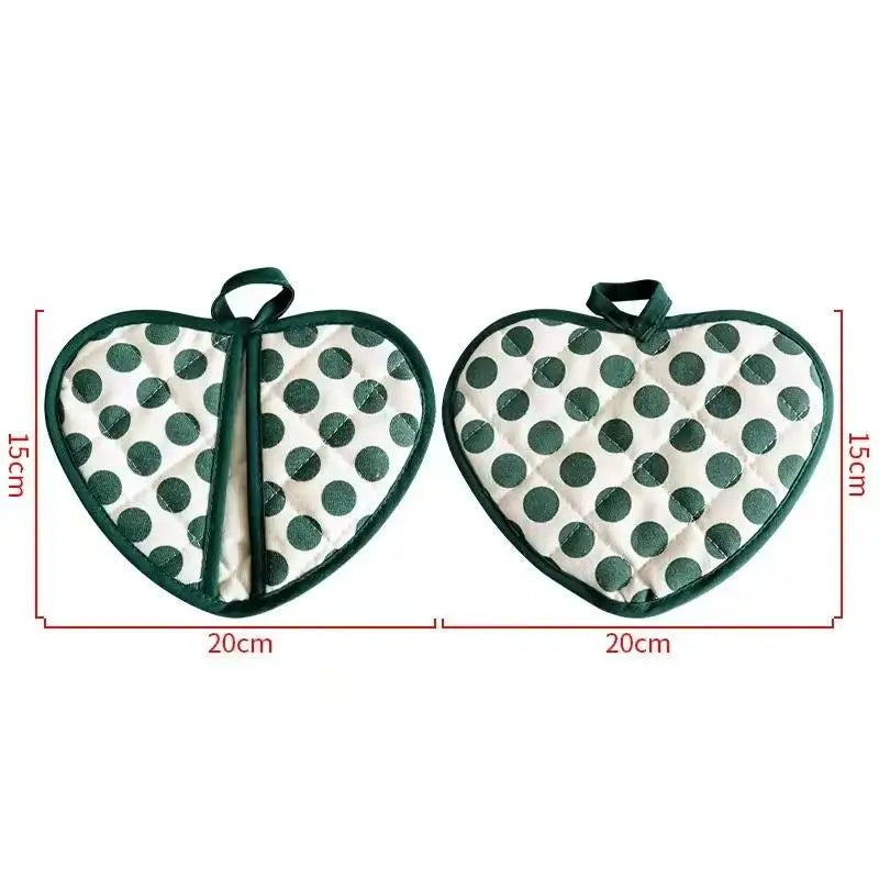 Heart-shaped Hand Clip Heat Insulation Pad Coaster Anti-scalding Qme 2PCS Green